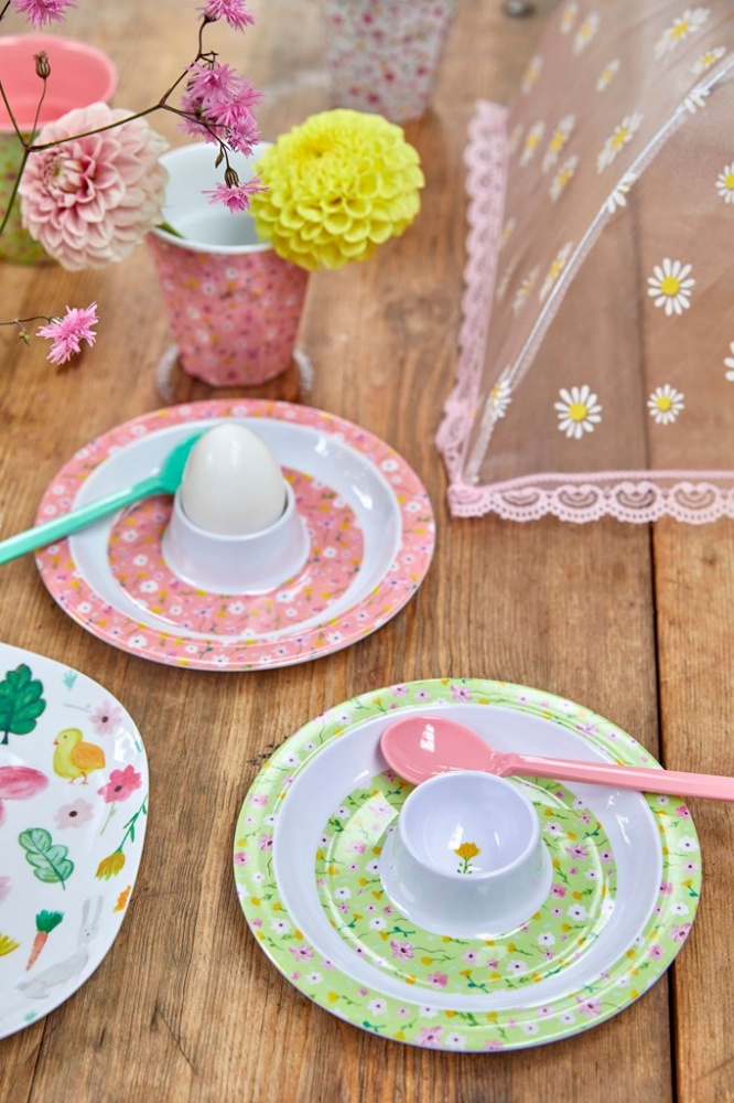 Melamine Egg Cup Pink Flower Print Rice DK